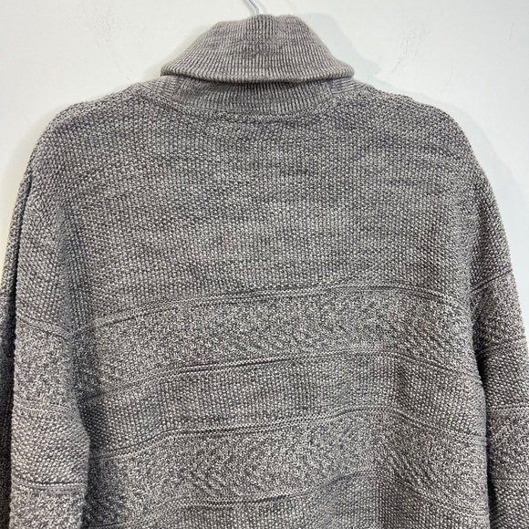 Grey 100% cotton shawl collar knit pullover grandpa sweater XL - Picture 4 of 9
